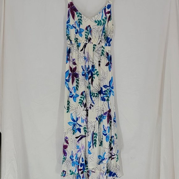 Ingrid & Isabel Maternity Dress Sleeveless Hi-Lo White Blue Floral Women's Small - Picture 1 of 16